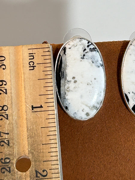 White Buffalo Oval Earrings by First American Traders