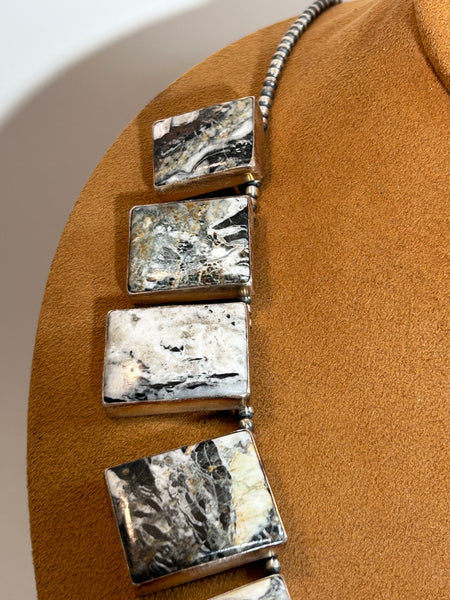 Rectangular White Buffalo Necklace by Larry Kaye