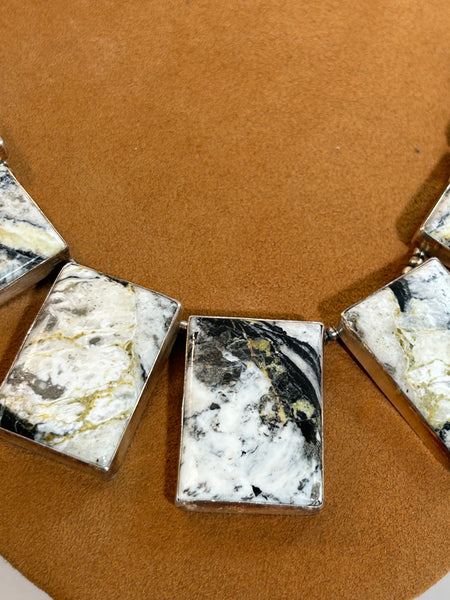 Rectangular White Buffalo Necklace by Larry Kaye