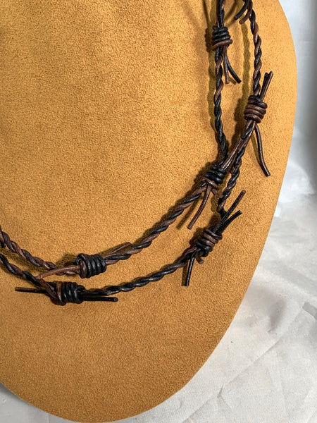 Versatile Two Toned Leather Barbed Wire Necklace by Gloria Sawin