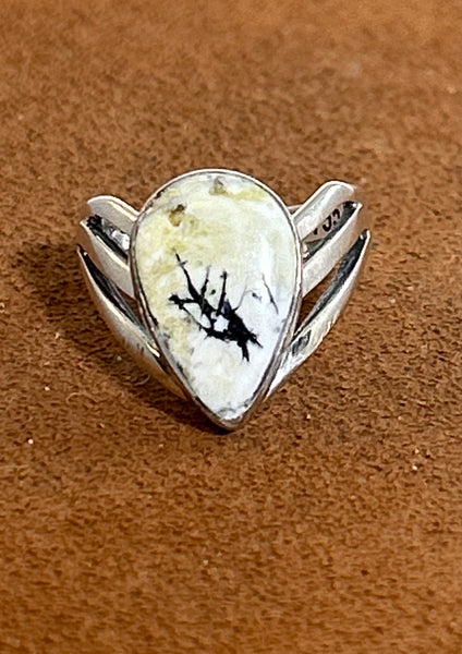 Teardrop White Buffalo Ring by First American Traders