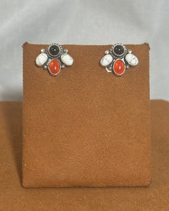 White, Black and Red Post Earrings by Don Lucas (Copy)