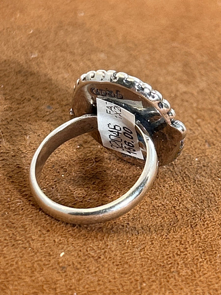 Oval White Buffalo Ring by First American Traders