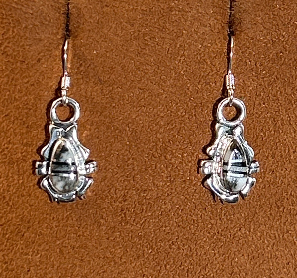 Small Teardrop White Buffalo Earrings by First American Traders