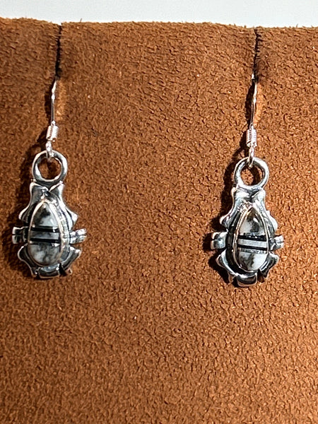 Small Teardrop White Buffalo Earrings by First American Traders