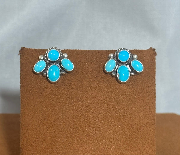 Turquoise Fan post Earrings by Don Lucas