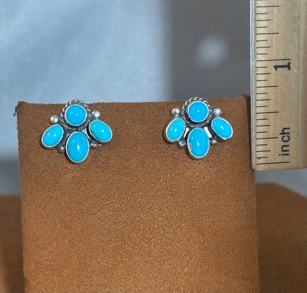 Turquoise Fan post Earrings by Don Lucas