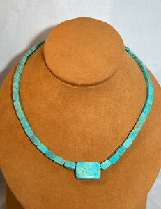 Rectangular Cut Turquoise Necklace by Gloria Sawin and John Hull