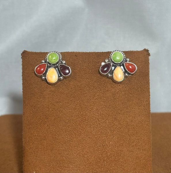 Multi-Stone Fan post Earrings by Don Lucas