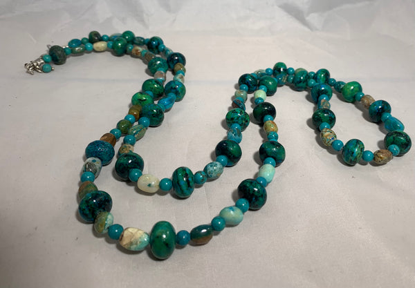 Chrysocolla and Turquoise Necklace by Gloria Sawin