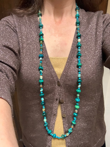 Chrysocolla and Turquoise Necklace by Gloria Sawin