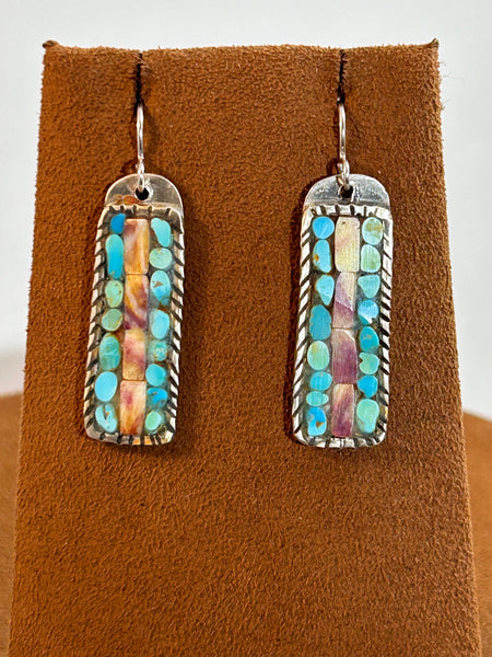 Mosaic Purply Orange Spiny Oyster Earrings by Charlie Favour