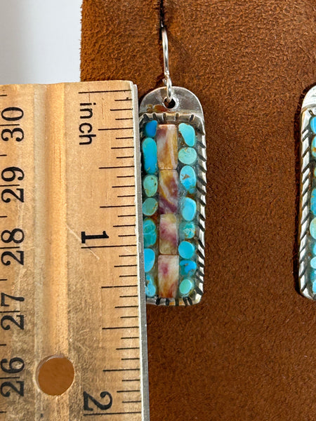 Mosaic Purply Orange Spiny Oyster Earrings by Charlie Favour