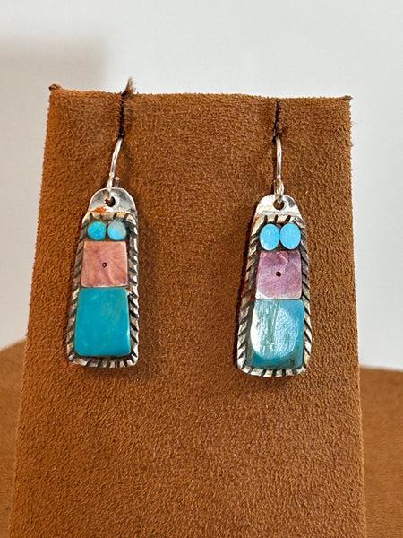 Mosaic Purple and Orange Spiny Oyster Earrings by Charlie Favour