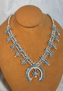 Zuni Needle Point Squash Blossom Necklace by First American Traders