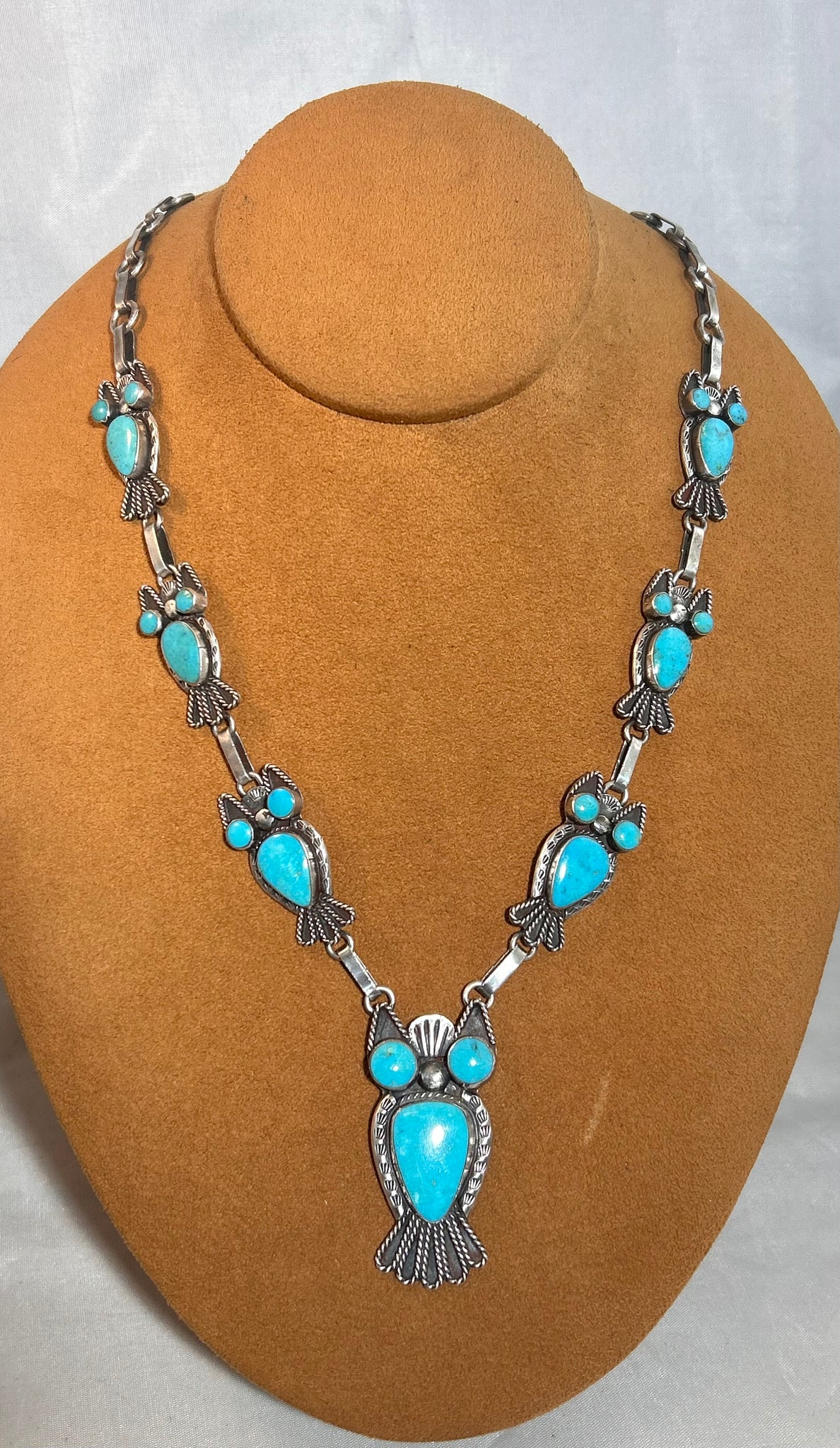 Vintage Owl Necklace and Earrings (Circa 1950s)