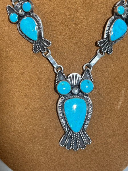 Vintage Owl Necklace and Earrings (Circa 1950s)