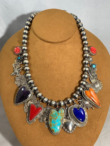 Beaded Heart Charm Necklace by Gregory Segura