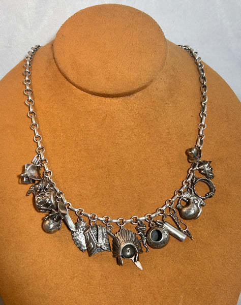 Vintage Silver Charm Necklace (circa 1950s)