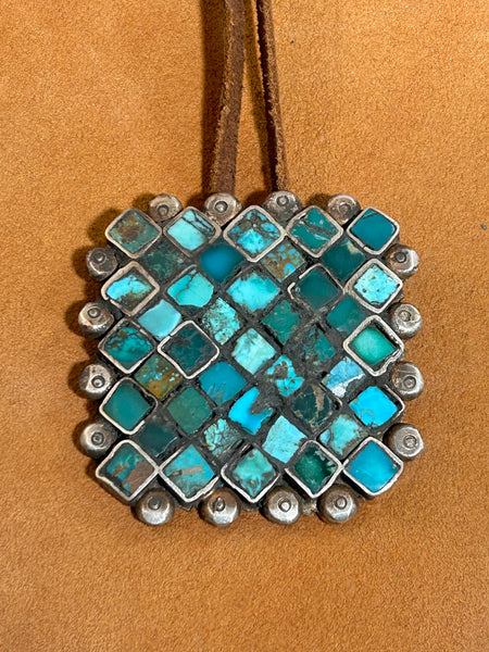 Mosaic Square Turquoise Pendant by Jock Favour