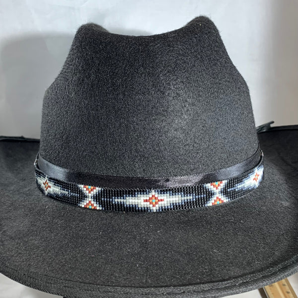Black  Beaded Hat Band by Pamela Chappell the