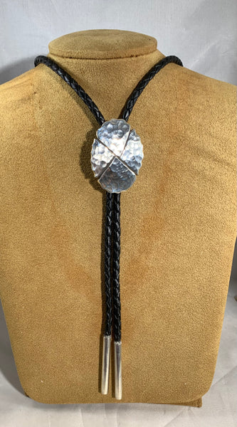 Geometric Hammered Oval Bolo by Clif Doran
