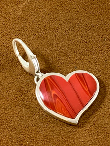 Large Striped Red Rosarita Heart Pendant by Gloria Sawin and John Hull