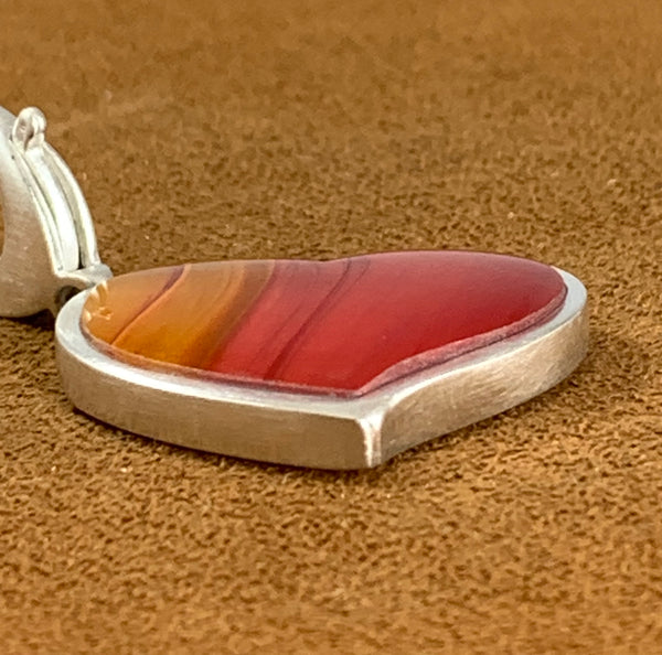 Large Orange and Red Heart Pendant By Gloria Sawin and John Hull