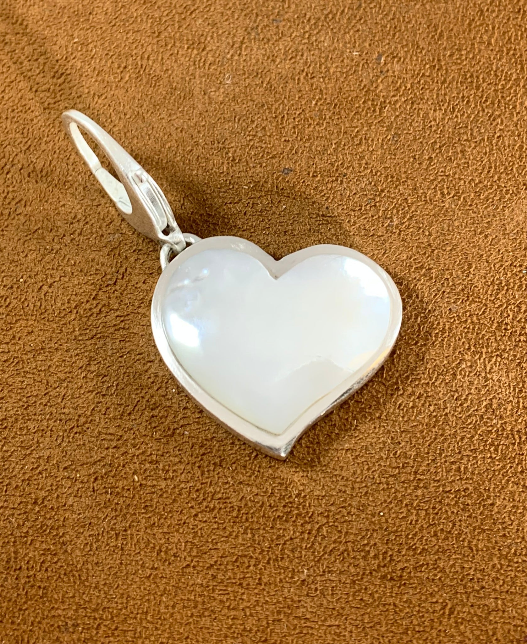 Large Mother of Pearl Heart Pendant by Gloria Sawin and John Hull