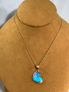 Opal Gold Heart on Gold Chain by Gloria Sawin and John Hull