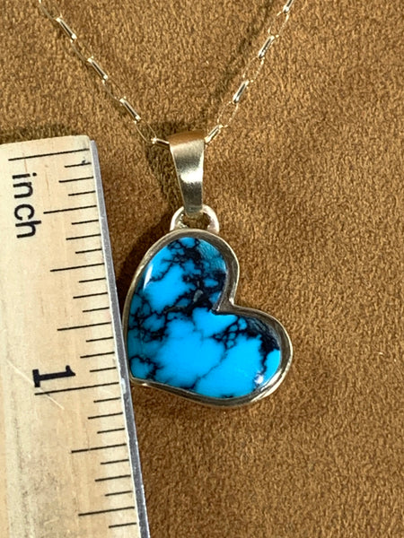 Turquoise Heart in Gold on Gold Chain by Gloria Sawin
