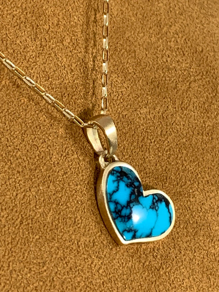 Turquoise Heart in Gold on Gold Chain by Gloria Sawin