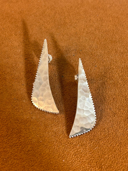 Serrated Silver Earrings by Clif Doran