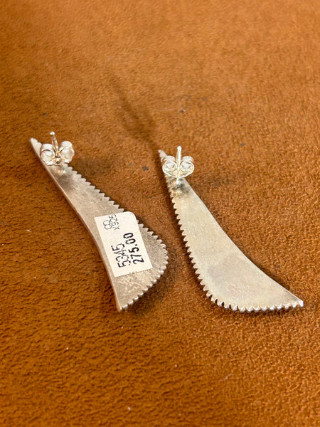 Serrated Silver Earrings by Clif Doran