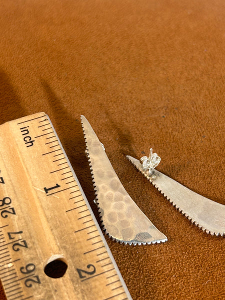 Serrated Silver Earrings by Clif Doran