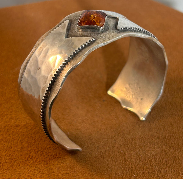 Ribbon Overlay Amber Cuff by Clif Doran