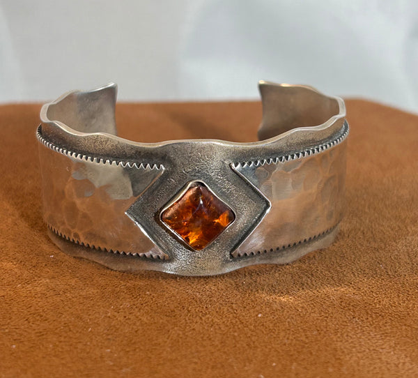 Ribbon Overlay Amber Cuff by Clif Doran