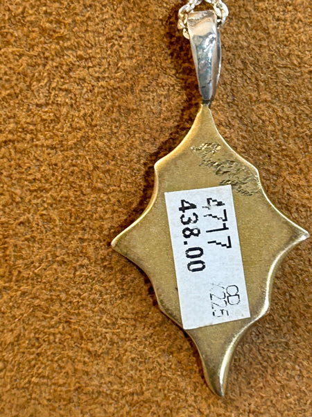 Diamond Shaped Layered and Stamped Pendant on 18" Chain by Clif Doran