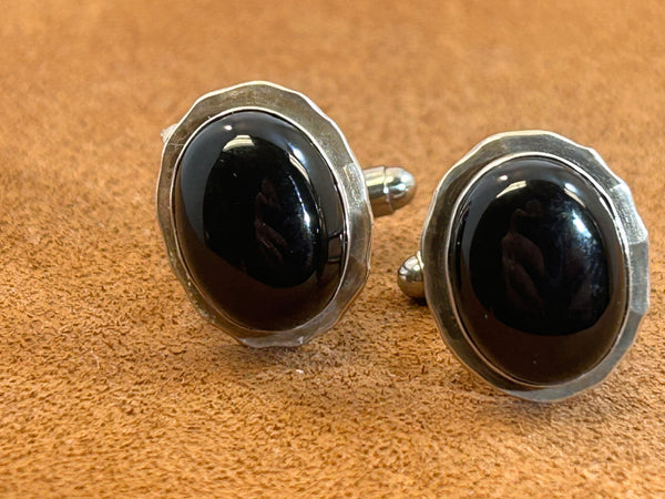 Oval Onyx Cuff Links by Clif Doran