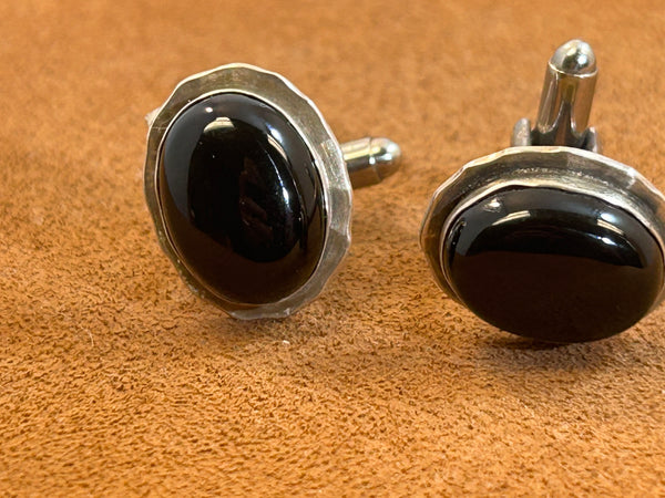 Oval Onyx Cuff Links by Clif Doran