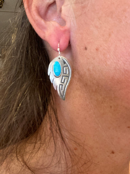 Angel Wing Turquoise Earrings by Mary Teller