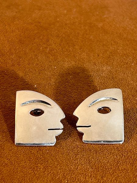 Vintage Mexican Sterling Silver Face Set Artist unknown