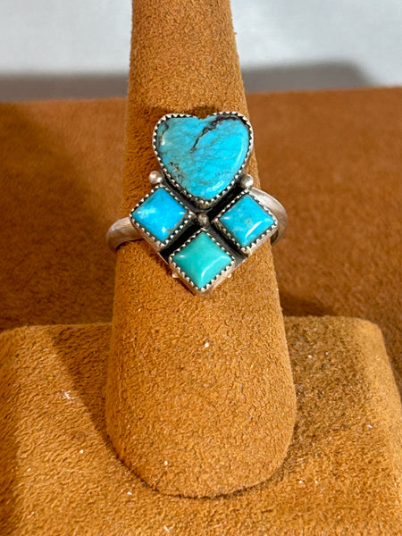 Three Stone Heart Ring by First American Traders.