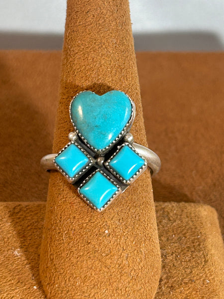 Three Stone Heart Ring by First American Traders.