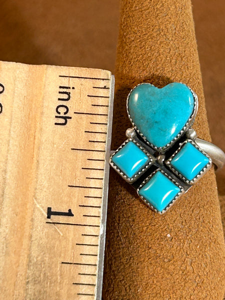 Three Stone Heart Ring by First American Traders.