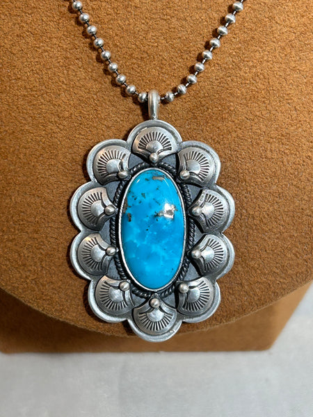 Scalloped Stamped Pendant Necklace by Keri Muniz