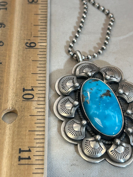 Scalloped Stamped Pendant Necklace by Keri Muniz