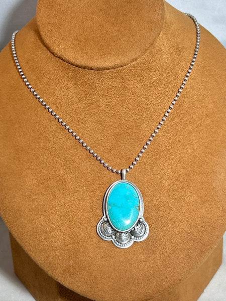 Bottom Scalloped Stamped Pendant Necklace by Keri Muniz