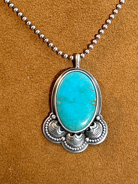 Bottom Scalloped Stamped Pendant Necklace by Keri Muniz