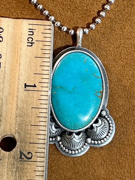 Bottom Scalloped Stamped Pendant Necklace by Keri Muniz